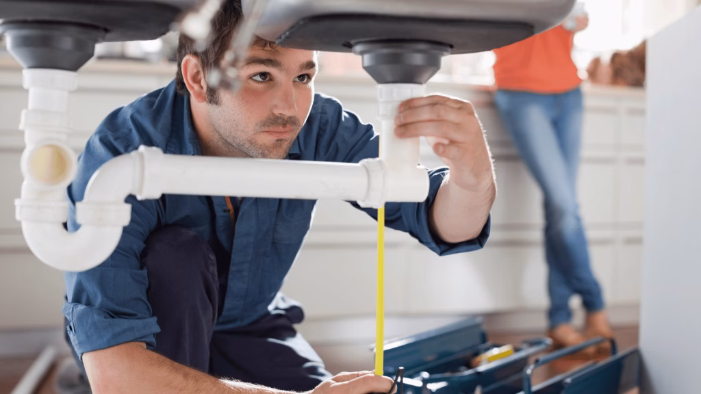 good plumber installing sink trap